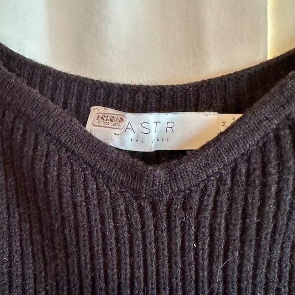 Excellent Condition, ASTR Black Ribbed Sweater Dress Puff Shoulders, Size M - Picture 11 of 13